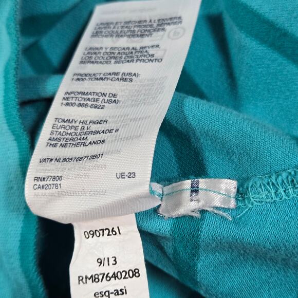 Tommy Hilfiger Women Medium Blue Striped Short Sleeve Polo Top Y2K 2000s Preppy - Picture 7 of 9